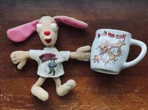 REN in Powdered Toastman shirt and BACK OFF MAN mug REN & STIMPY Show - Picture 1 of 2
