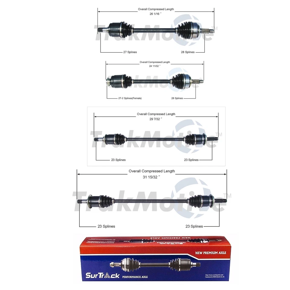 SurTrack Set of Front & Rear CV Axle Shafts KIT For Honda CR-V 2002-2006 - Image 1 of 1