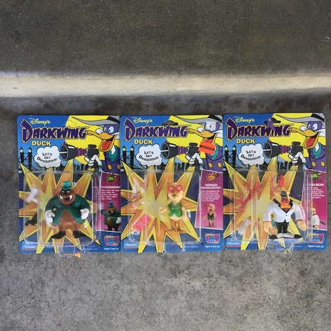 Vintage Lot of 3 1991 Darkwing Duck Playmates Steelbeak Honker Tuskerninni NIP Cover