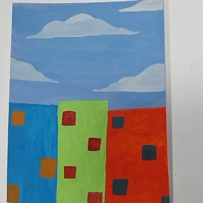 Papel de acuarela de pintura gouache de 6x8 pulgadas pop título abstracto Sky Touch City A1 Foto 1 de 2