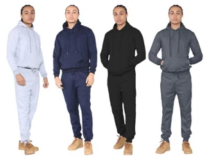 Men Tracksuit Set Plain Fleece Hoodie Jogging Bottom Tracksuit Gym Casual Wear - Picture 1 of 49
