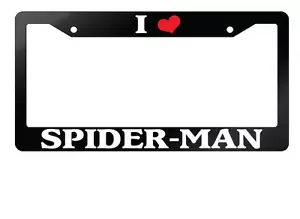 Glossy Black License Plate Frame I HEART SPIDER-MAN Auto Accessory - Picture 1 of 1