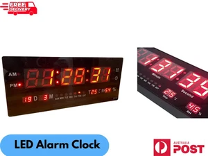 Digital Home Large Big Jumbo LED Wall Clock Desk With Calendar Temperature Decor - Picture 1 of 10