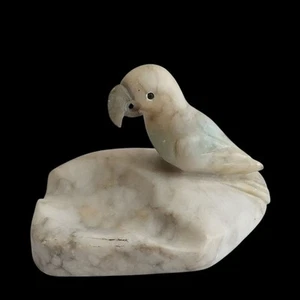 Vtg Hand Carved Italy Marble Alabaster Bird Parrot Small Ashtray Trinket Dish - Picture 1 of 9