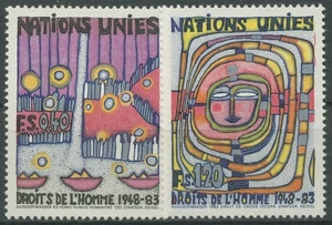 ONU Ginebra 1983 Declaración de Derechos Humanos Pintura Hundertwasser 117/18 MNH. - Imagen 1 de 1