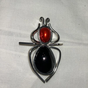 Large Vintage Red and Black Spider Brooch/Pin - Picture 1 of 5