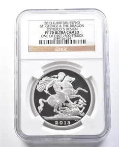 2013 Great Britain 5 Pound Silver Dragon Pistrucci Design PF70 NGC *9016 - Picture 1 of 3