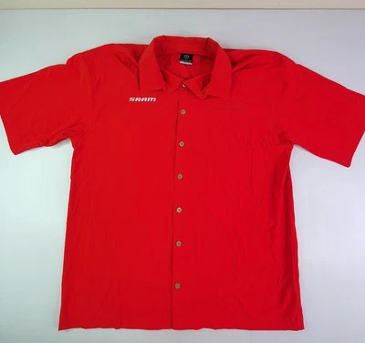 Nike Golf Shirt SRAM Mens Size L Short Sleeve Button Up Red Moisture Wicking - Image 1 of 4