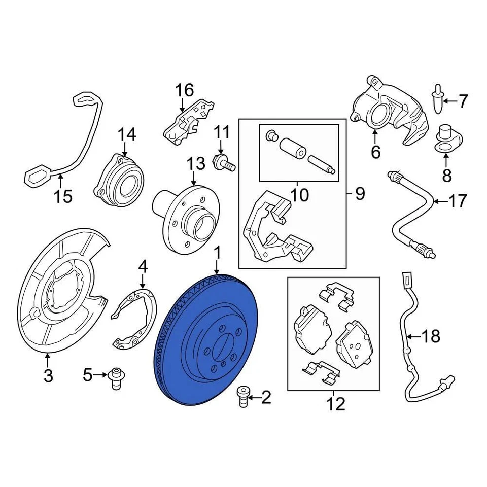 For BMW 650i xDrive Gran Coupe 2013-2019 BMW 34206894381 Rear Disc Brake Rotor Foto 1 de 4