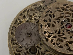 * ANTIKE SPINDELUHR TASCHENUHR BRAMER NIEDERLANDE 1730 UHRWERK - Bild 1 von 8