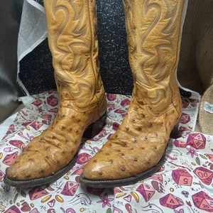 Vintage 90's Full Quill Ostrich Nocona Cowboy Boots - - Picture 1 of 22