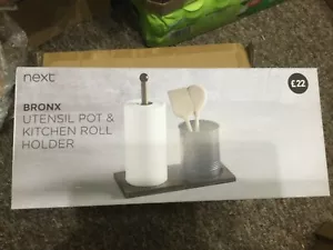 Next New Black Bronx Kitchen Roll & Utensils Holder. - Picture 1 of 4