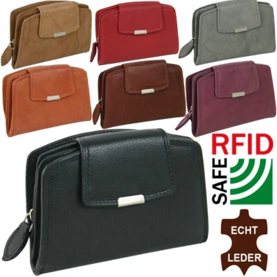 Damen Echt Leder Geldbörse mit RFID  Schutz Portemonnaie handliche Größe 9Farben - Bild 1 von 4