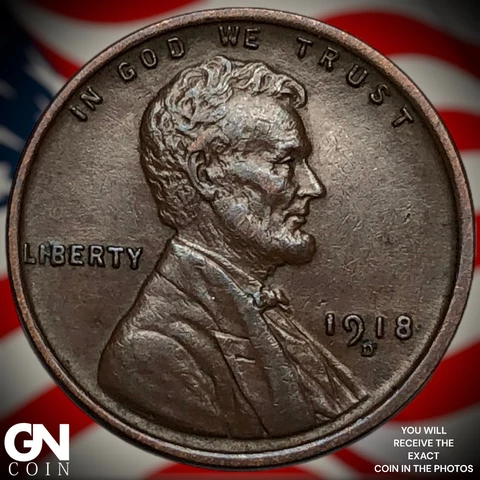 1918 D Lincoln Cent Wheat Penny  Q7933 Cover