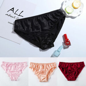 Womens Sexy Silk Briefs Soft Panties Underwear Low Rise Bikinis Thongs Knickers