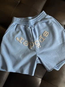 Spider Worldwide Sp5der OG Web Logo Sweat Shorts Baby Blue Size Small Authentic - Picture 1 of 11
