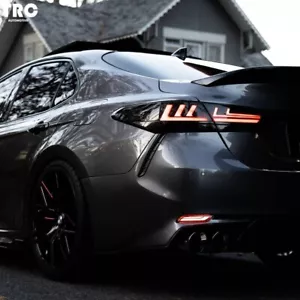 1 Pair Full Smoked LED Tail Lights for 2018-2024 Toyota Camry Tail Light Kits - Picture 1 of 13