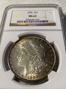 1890 Morgan S$1 MS63 NGC (No. 2634182-019) BEAUTIFUL TONE - Picture 1 of 24
