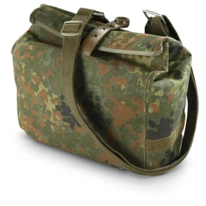 Vintage German Bundeswehr Army Gas Mask Bag Waterproof Flecktarn Camo Messenger - Picture 1 of 7