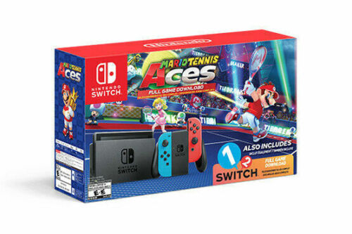 Nintendo Switch with Neon Blue and Neon Red Joy‑Con HAC-001 w/ Mario Kart 8  Deluxe