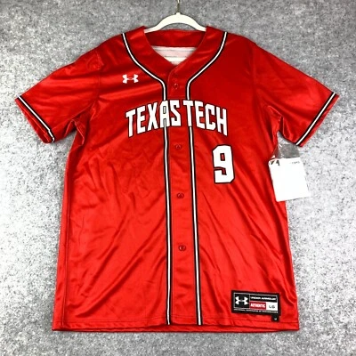 Texas Tech Red Raiders Baseball Jersey Men Large Red #9 Under Armour Team Issued - Image 1 of 4