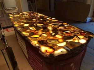 Agate Table Top, Yellow Agate Counter Top, Agate Geode, Agate Home Table Decors - Picture 1 of 8