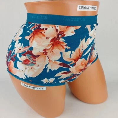 LANE BRYANT CACIQUE PLUS CALZONCILLO COMPLETO ALGODÓN 22/24 PANTY AZUL VERDE AZULADO MELOCOTÓN FLORAL Foto 1 de 4