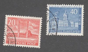 GERMANY, BERLIN STAMPS #9N102, 9N131 — 20ph + 40ph VALUES -- 1953 -- USED - Picture 1 of 2
