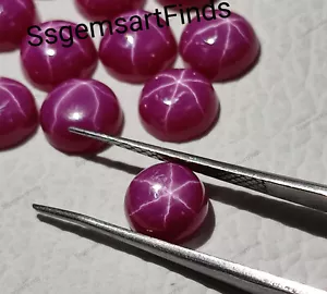 Cabujones estrella de rubí de lindy creados en laboratorio forma redonda joyería haciendo piedras preciosas sueltas - Imagen 1 de 12