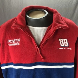 NASCAR 88 DALE JR HENDRICKS MOTORSPORTS MENS RED FLEECE 1/4 ZIP PULLOVER SIZE L - Picture 1 of 8