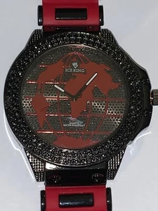 Ice King Mens Fashion Watch. Globe Design. Red Silicone Band. New Battery.  - Picture 1 of 6