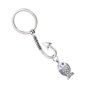 Fish Hooks Keychains for Kids Fishhook Stainless Steel