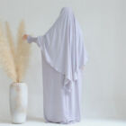 2Pcs Muslim Women Prayer Dress Hijab Abaya Burqa Robe Khimar Caftan Ramadan Gown