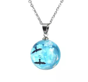 Blue Cloudy Sky Sphere Pendant Necklace Dream Designer necklace - Picture 1 of 6