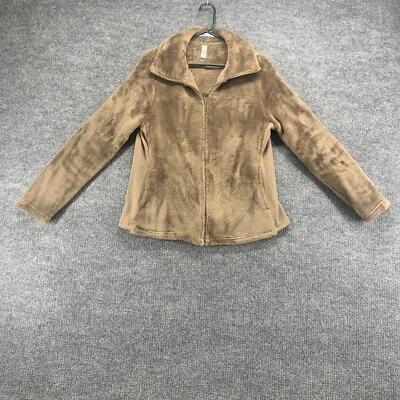 Exertek Jacket Womens Large Tan Fur Full Zip Long Sleeve Teddy Casual Sherpa - Image 1 of 4