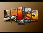 Handpainted 5 piece Modern Abstract Oil Painting on Canvas Wall Art Musical Deco