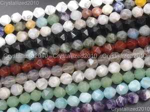 Natural Gemstones 24 Faceted Polygon Beads Crystal Quartz Jasper Lapis 12mm 15" - Picture 1 of 33