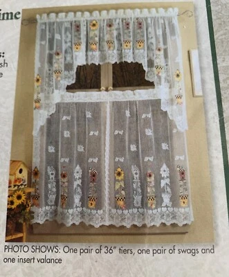 Cenefa Primavera 58x17 Cortina de Encaje Blanco de National Curtain 100% Poliéster Foto 1 de 4