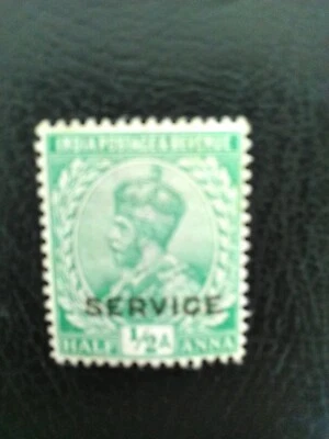 INDIA M/MINT  STAMP 1912-3 KGV SERVICE 1/2 ANNA PALE BLUE GREEN SG077. - Image 1 of 2