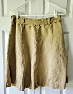 J Crew Mujer Talla 8 Caqui Uniforme Línea A Falda Lino Algodón - Imagen 1 de 14