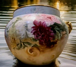 *Antik*JPL Französischer Künstler Jean Pouyat*Limoges France*Vase Blumen Jardiniere  - Bild 1 von 24