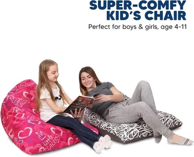 Extra Large Stuffed Animal Toy Storage Bean Bag Kids Pink Princess Canvas Cover - Image 1 of 4