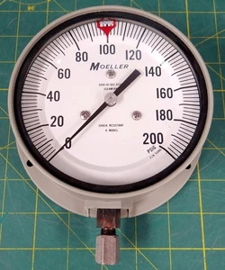 Moeller Inst SGE4M14N 0-200 PSIG Shock-Resistant Pressure Gauge 6685-01-047-5116 - Picture 1 of 9