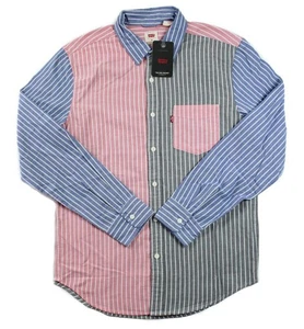Camisa Levis Para Hombres XXL Manga Larga Oxford Botón Frontal Rayas Multicolor $65 NUEVA - Imagen 1 de 7