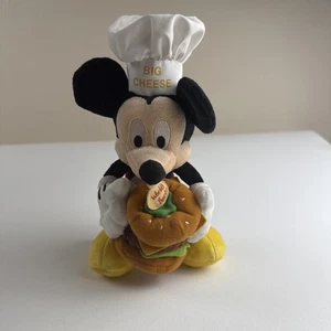 MICKEY MOUSE BBQ CHEESEBURGER GROSSE KÄSE KOCHMÜTZE 9 ZOLL PLÜSCH DISNEY STORE RARITÄT VTG - Bild 1 von 24