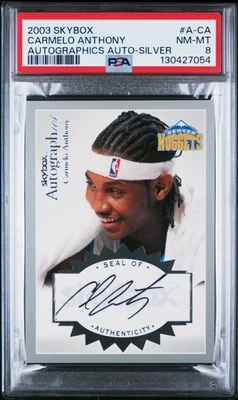 2003 SKYBOX AUTOGRAPHICS AUTO SILVER #A-CA CARMELO ANTHONY RC 71/150 PSA 8 AUTO - Image 1 of 2