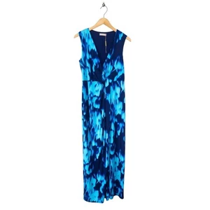 Maxi Vestido Elástico PLANET Índigo Púrpura Azul Estampado Sin Mangas - Talla 10 - Imagen 1 de 11