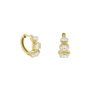 1.69 CT Lab Grown Oval Cut Diamond Hoop Earrings 14K Yellow Gold - Picture 1 of 2