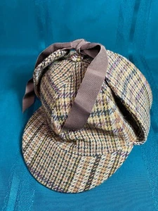 VTG Original DUNN & CO. SHERLOCK Holmes Hat Donegal Scotch Tweed Size 7 57 - Picture 1 of 23