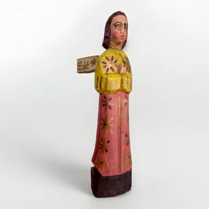 Folk Art Santos Hand Painted Carved Wooden Religious Art Angel Guatemala 15" - Picture 1 of 24